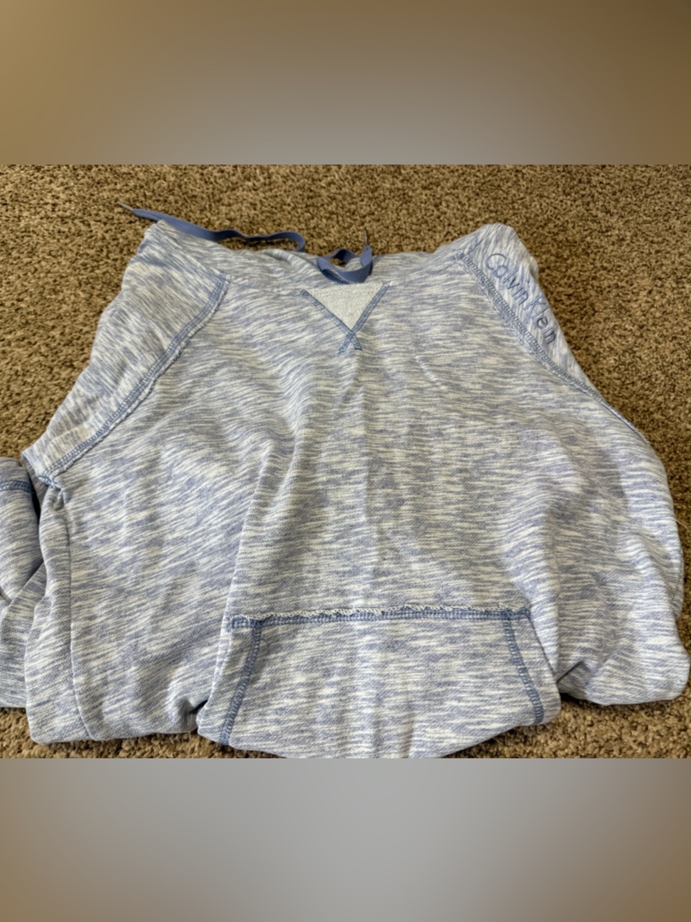 Calvin Klein Heathered Light Blue Hoodie with Drawstring